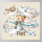 Poster Nom personnalisé Pilote Ours en peluche (Devant)