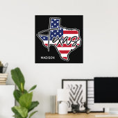 Poster Nom personnalisé Texas (Bureau à domicile)