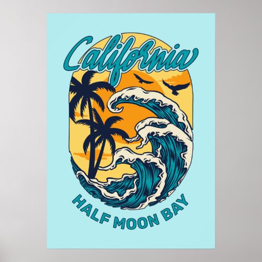 Poster Nom personnalisé / Texte Californie Surf (Devant)