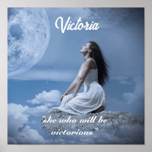 Poster Nom personnalisé Texte Lune Fille Imaginaire