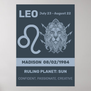 Poster Nom personnalisé / Texte Zodiac Signal Leo