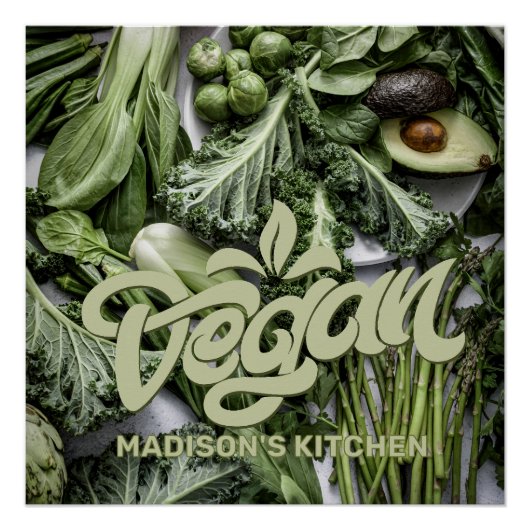 Poster Nom personnalisé Vegan (Devant)