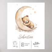 Poster Nom personnalisé Watercolor Teddy Bear Nursery (Devant)