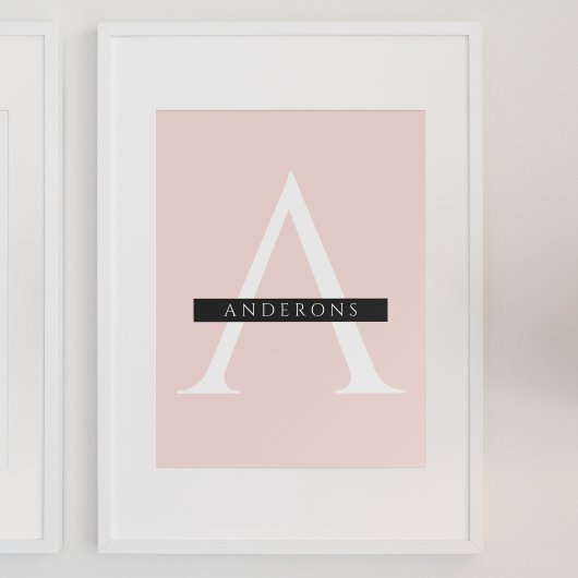 Poster Nom personnel minimaliste Pastel Pink