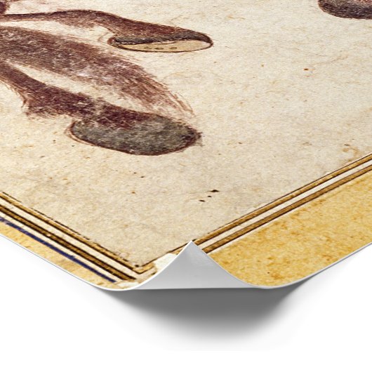 Poster nomade mongol emmenant son cheval à l'eau (Coin)