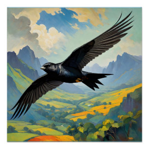 Poster Nomade Mystérieux : Portrait d'Oiseau Rapide Color
