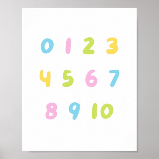 Poster Nombres colorés pour enfants (Devant)
