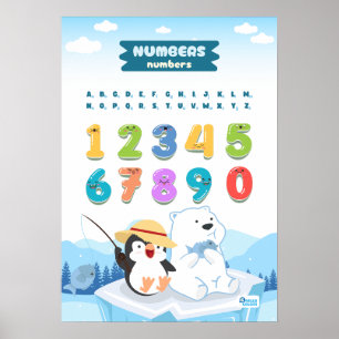 Poster Nombres comportant des pingouins et des ours