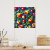 Poster nombreuses peintures de fruits aux pommes, au cent (Cuisine)