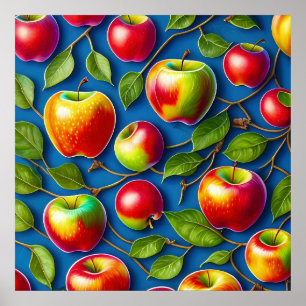 Poster nombreuses peintures de fruits aux pommes, au cent