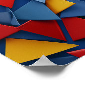 Poster Nombreux triangles en rouge, jaune et bleu (Coin)