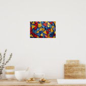 Poster Nombreux triangles en rouge, jaune et bleu (Cuisine)
