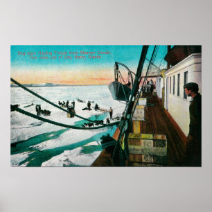 Poster Nome, Alaska Steamer Corwin déchargement du fret