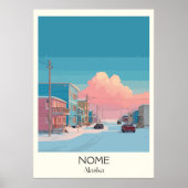 Poster Nome Alaska Winter Town Road Scene (Devant)