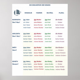 Poster - Nomendeklinatie (N-A-D-G/m-f-n-pl)
