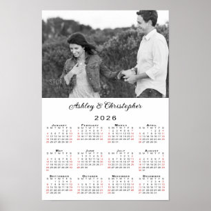 Poster Noms de couple élégant Photo Calendrier 2026