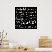 Poster Noms de Dieu de la Bible en noir et blanc (Cuisine)