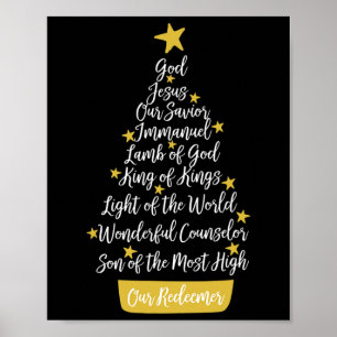 Poster Noms De Jésus Foi Chrétienne Arbre De Noël Chri