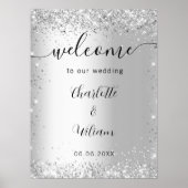 Poster Noms de scintillement argent mariage script de bie (Devant)