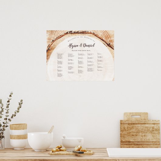 Poster Noms de script Rustique Mariage Arbre sangles assi (Cuisine)