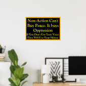 Poster Non-Action Does not Buy Peace Speak Up (Bureau à domicile)