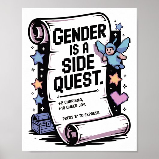 Poster Non-binary Gamer Gender Is A Side Quest Video Game (Devant)