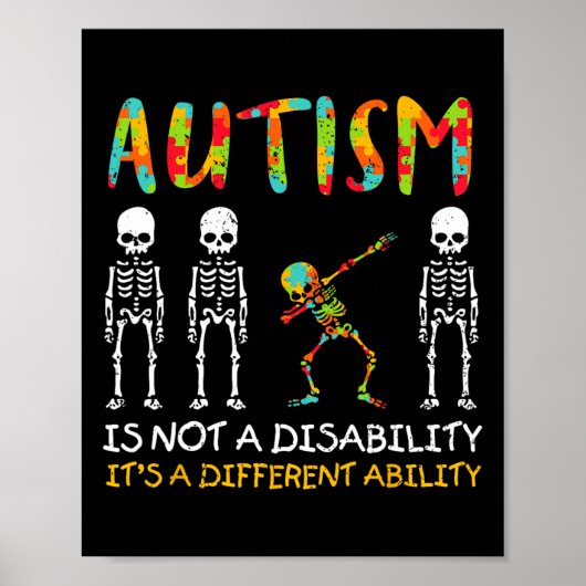 Poster Non Handicap Capacité Différente Squelette Autisme (Devant)