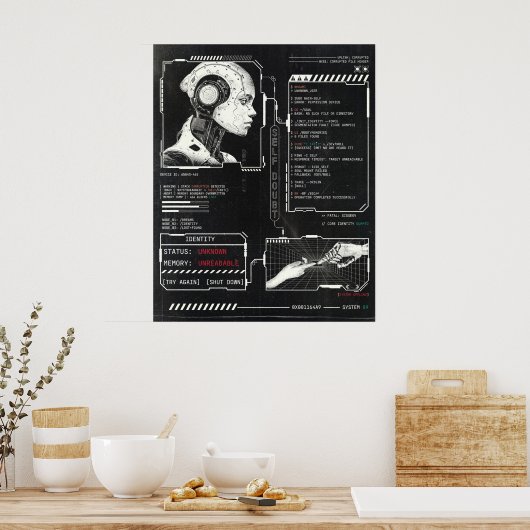 Poster Non reconnu - Techno-Brutalist Streetwear Design (Cuisine)