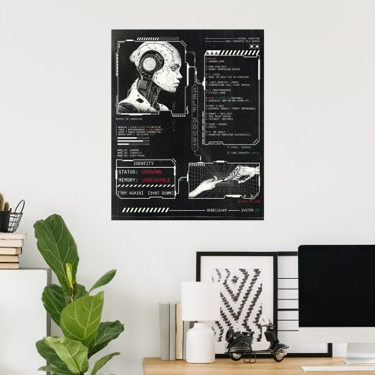 Poster Non reconnu - Techno-Brutalist Streetwear Design (Bureau à domicile)