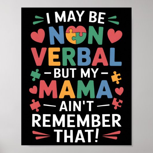 Poster Non Verbal But Mama Knows Autism Humor (Devant)