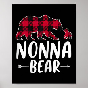 Poster Nonna Bear Pajama de Noël Red Buffalo Plaid