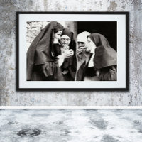 Nonnes fumant photographie vintage 20x16in