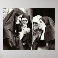 Nonnes fumant photographie vintage 20x16in