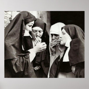 Poster Nonnes fument Photographie vintage