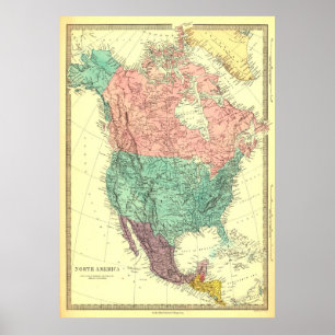 Poster Noord-Amerika kaart