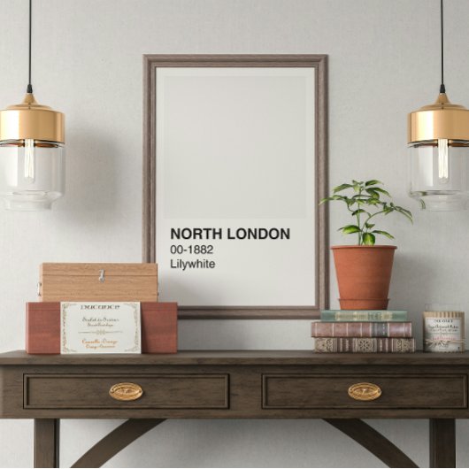 Poster Nord de Londres Lilywhite - Bordure blanche