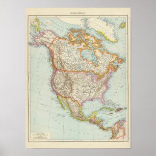 Poster Nordamerika - carte nord-américaine