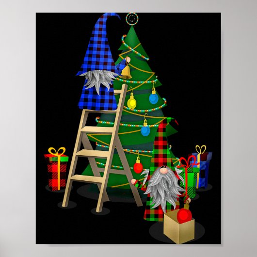 Poster Nordic Gnomes Winter Christmas Swediomte Elves  (Devant)