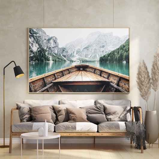 Poster Nordic Lake Mountain Boat Nature