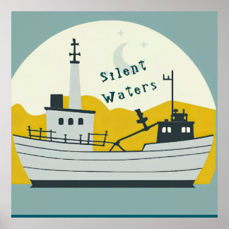 Poster Nordic Moon Boat 