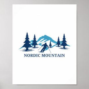 Poster Nordic Mountain Wisconsin Station de ski Ski Ski
