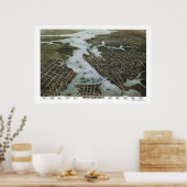 Poster Norfolk et Portsmouth, VA Carte panoramique - 1873 (Cuisine)