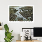 Poster Norfolk et Portsmouth, VA Carte panoramique - 1873 (Bureau à domicile)