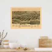 Poster Norfolk, NE Carte panoramique - 1889 (Cuisine)