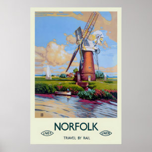 Poster Norfolk Norwich Royaume-Uni Grande-Bretagne Voyage