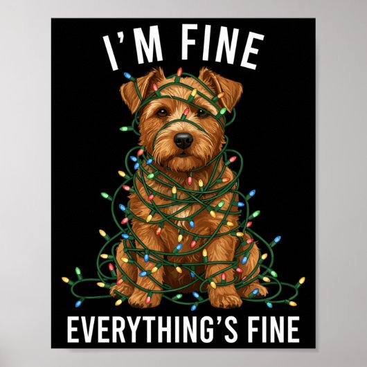 Poster Norfolk Terrier Christmas I'm Fine Everything Is F (Devant)