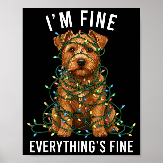 Poster Norfolk Terrier Christmas I'm Fine Everything Is F (Devant)