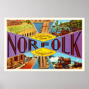Poster Norfolk Virginia VA Vieux Vintage voyage Carte pos