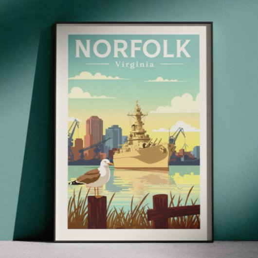 Poster Norfolk Virginie vintage