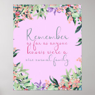 Poster Normal Famille, humour devis pour cadeau familial